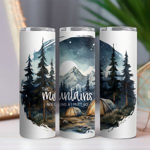 The Mountains are Calling And I Must Go 20 oz Tumbler w/ Dual LIds | Camping